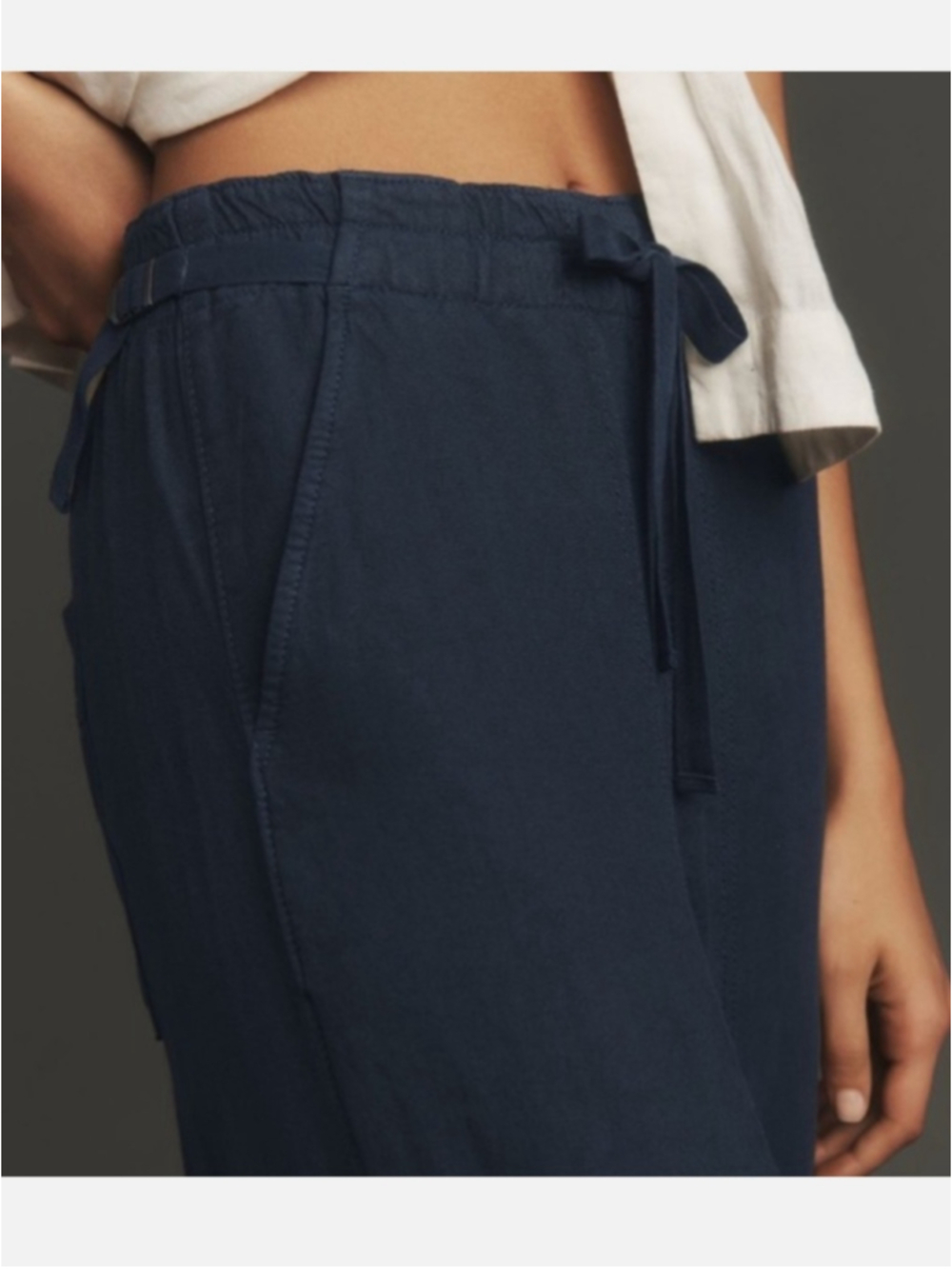 Anthropologie Pilcro Beach Cargo Wide Leg Linen Blend Pants Size M Blue - Picture 3 of 14
